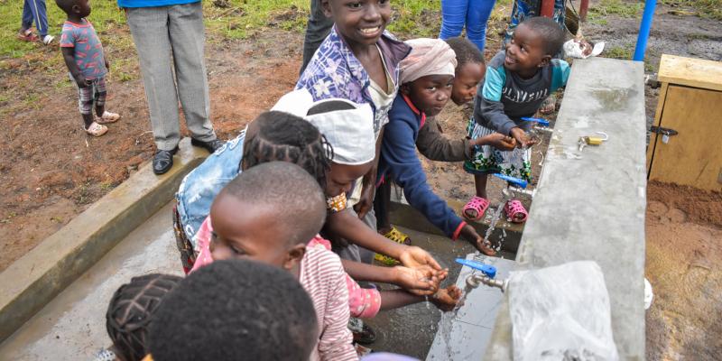 HANDWASHING STATIONS AND LATRINES WERE ALSO CONSTRUCTED TO PROMOTE GOOD HYGIENE AND TO PROTECT THE PRECIOUS GROUND WATER.