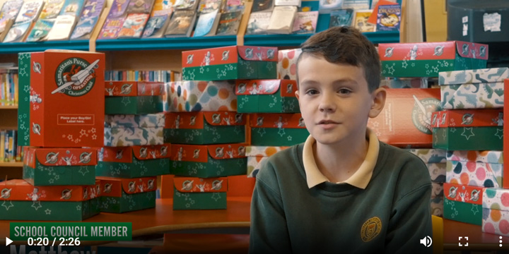 Pupil sharing about packing shoeboxes 