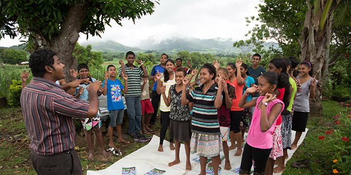 The greatest journey class under a tree in Fiji