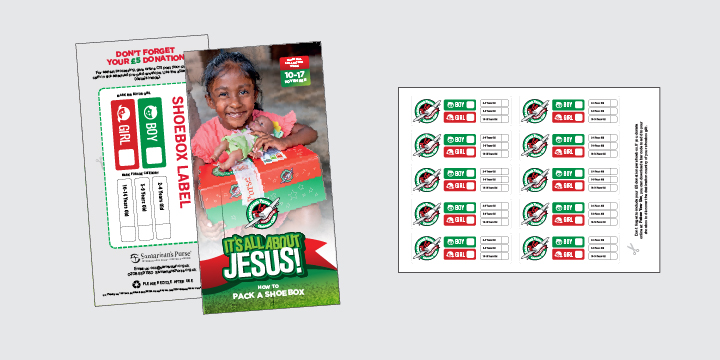 Operation Christmas Child 2025 leaflet and labels