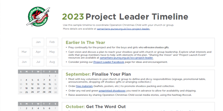 Project Leader timeline
