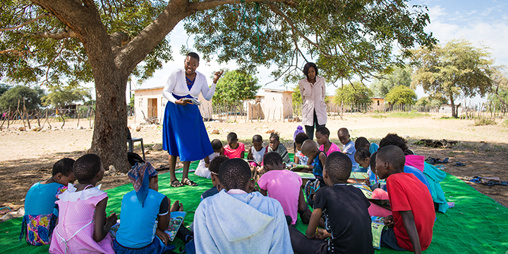 Group of children at outreach event