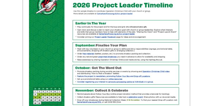 2026 Project Leader timeline