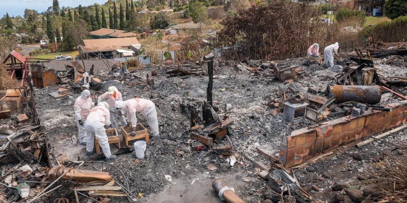 <strong>Maui Wildfire:</strong> We worked in multiple communities helping residents in Jesus' Name as they searched through belongings and grieved many losses following the deadly Maui wildfire in early August.<br><small>Photo: Samaritan's Purse</small>