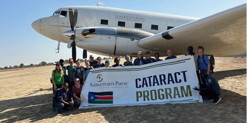OUR CATARACT SURGICAL TEAM FLEW IN AND OUT OF SOUTH SUDAN ABOARD OUR ICONIC DC-3 AIRCRAFT.