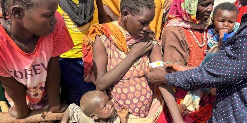 A woman receives a health and nutrition screening as crowded villages in the Kordofan region of Sudan face trying times ahead.
