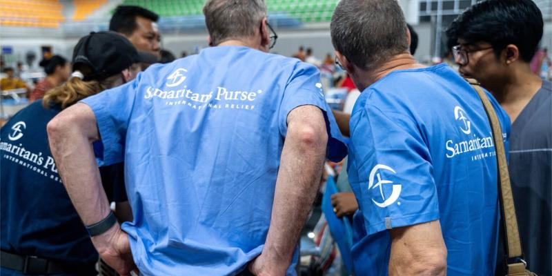Disaster Assistance Response Team members are briefed on the need for their services in Myanmar.
