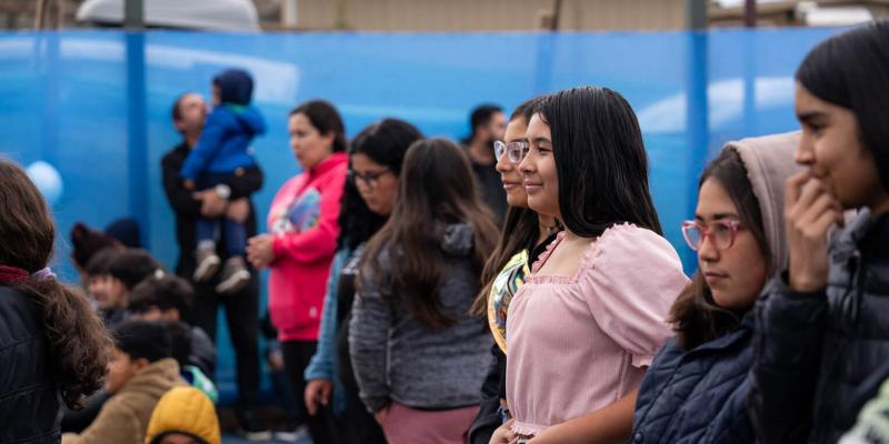 Fernanda attends an outreach event for other boys and girls from Chile a year after she received her own shoebox gift.