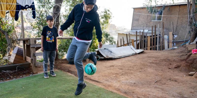 Johan’s favorite item in his shoebox gift was the soccer ball because he had to leave his own behind when he moved to Chile.