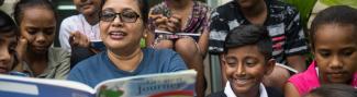lady reading to children