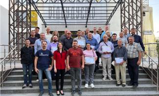 Representatives from various communities gathered to celebrate the completion of the Samaritan's Purse WASH (water, sanitation and hygiene) project in Mykolaiv.