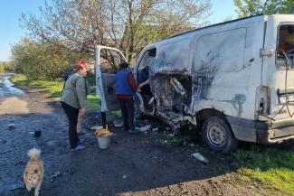 A Russian drone struck Pastor Yehven’s van, destroying the enclosed water tanks and sending shrapnel into the fuel tank. His team miraculously made it home alive, convinced that God had saved them for a greater purpose.
