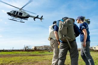 Samaritan’s Purse team members were carried by helicopter to deliver aid to hard-hit areas of Jamaica following Hurricane Melissa.