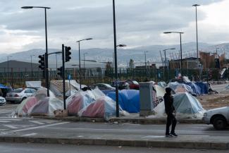 Some families on the move have been forced to stay in makeshift camps.