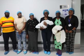 The Mwauras’ extended family joined them at the hospital.