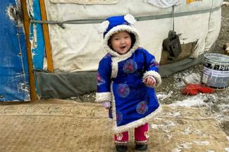 Bayarchimeg’s family lives in a portable tent called a ger in rural Mongolia, where they make their living as herders.