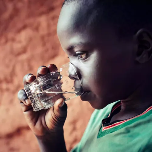 boy with clean water