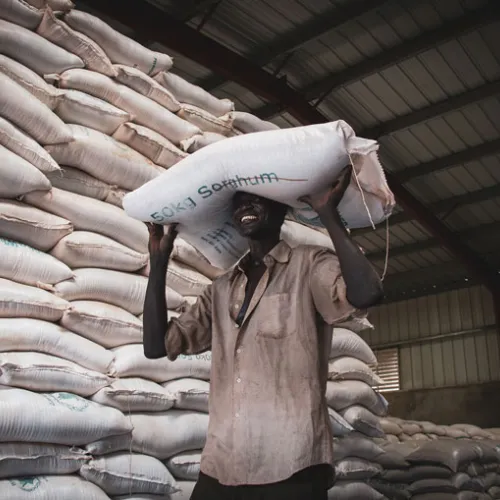 Man carries supplies