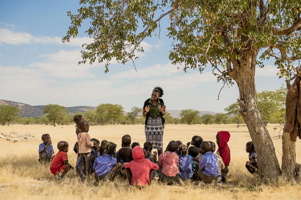 Alma leads a group of Himba children through The Greatest Journey.