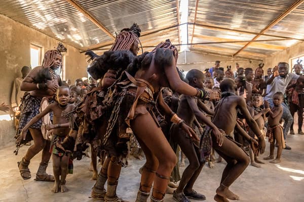 Dancing and singing in a Himba church